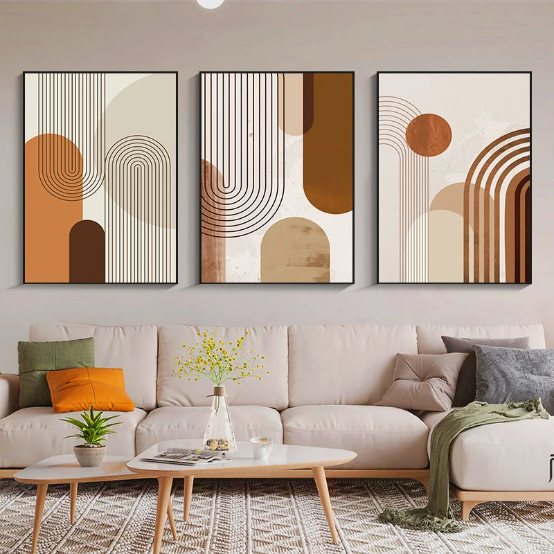 Boho Abstract Line Geometry Picture Canvas Painting Wall Art Minimalist Poster And Print Modern Luxury Home Living Room Decor