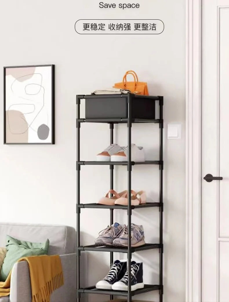 Shoe Rack Household Simple Multi-layer Narrow Shoe Shelf Space-saving and Dust-proof Entrance Dormitory Shoe Storage Artifact